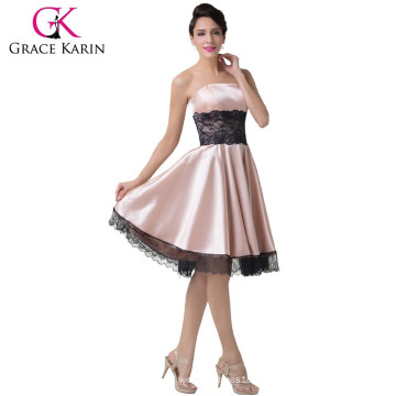 Grace Karin Damen Sexy trägerlosen lila rosa knielangen Brautjungfer Kleid Muster CL6284